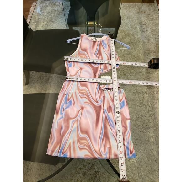 Tic Toc Dress Women Large Pink Multicolor Swirl Cutout Bodycon Sleeveless - Picture 8 of 12